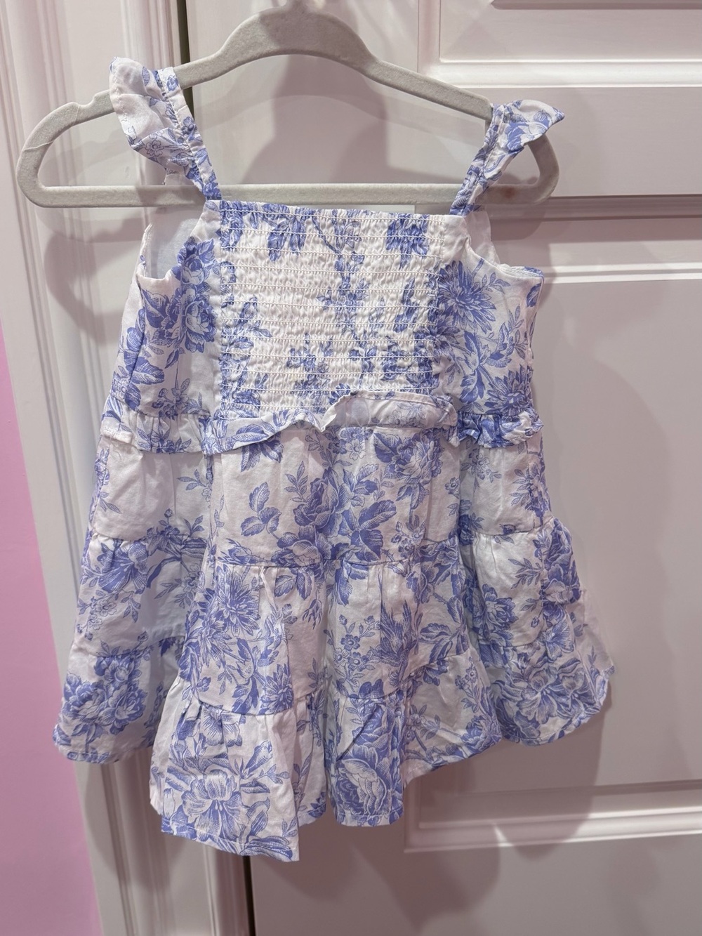 Janie and Jack White Camisole Dress with Blue Floral Print
